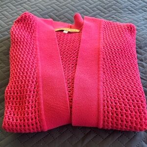 Nipon Boutique Hot Pink Open-Knit Cardigan